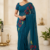 Peacock Blue Embroidery Cotton Saree EMC2207