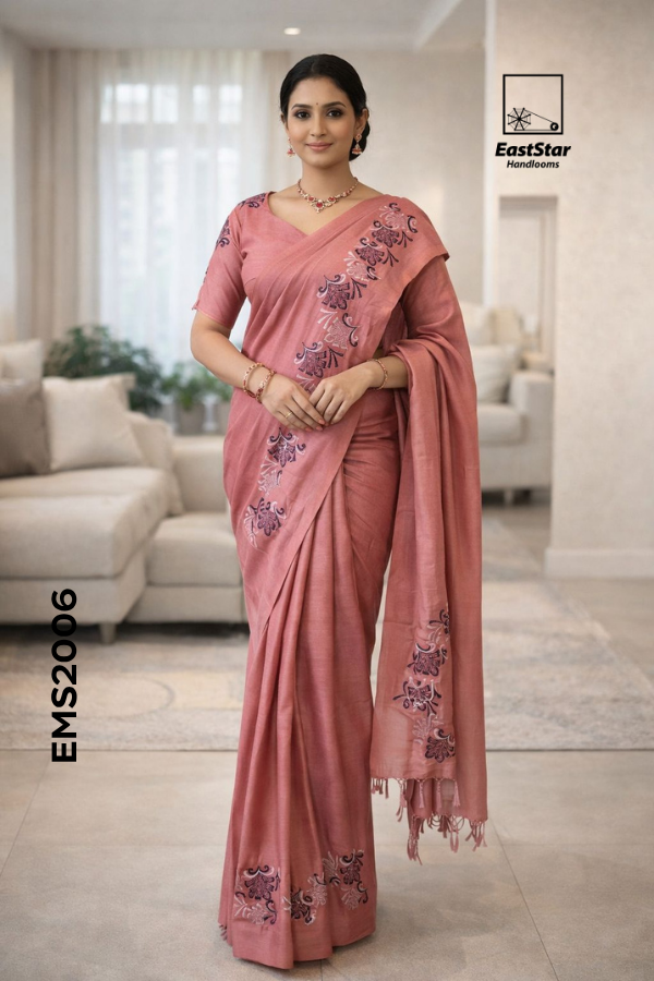Dusty Rose embroidered Rayon Saree EMS2006 Dusty Rose embroidered Rayon Saree EMS2006