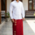 Deep Red SAPTA Handloom  Embroidery Cotton Sarong EMSA2010