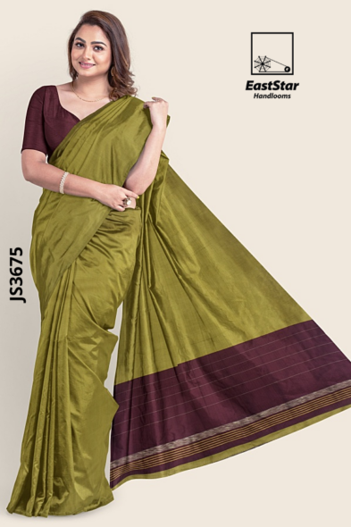 Olive green Handloom silk Saree JS3675