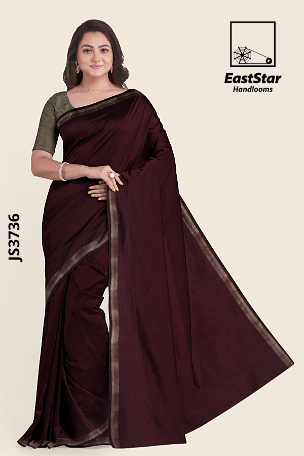 Deep plum  Handloom silk Saree JS3736