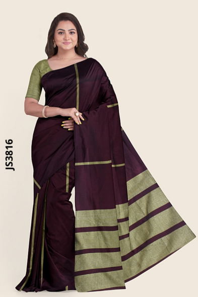 Burgundy Handloom Silk Saree JS3816