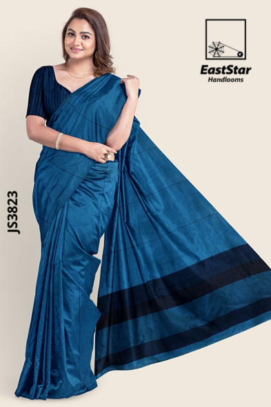 Two Tone Blue Handloom Silk Saree JS3823