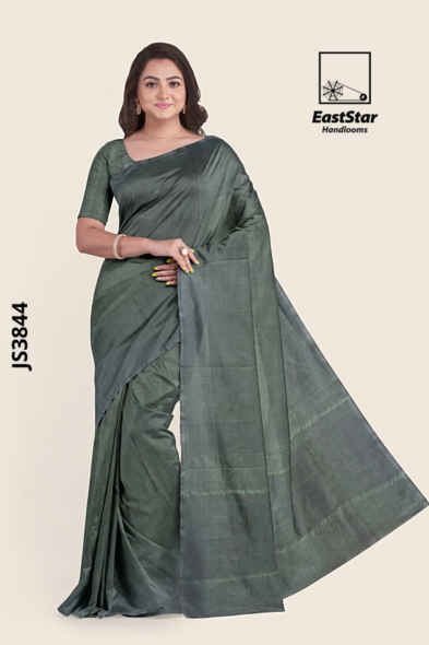Deep Sage green  Handloom silk Saree JS3844