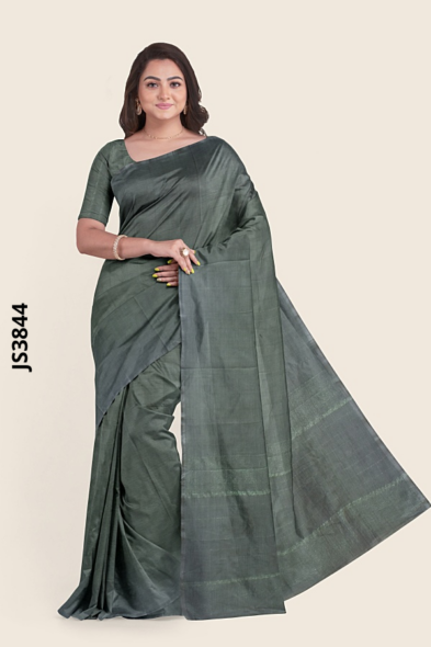 Deep Sage green  Handloom silk Saree JS3844