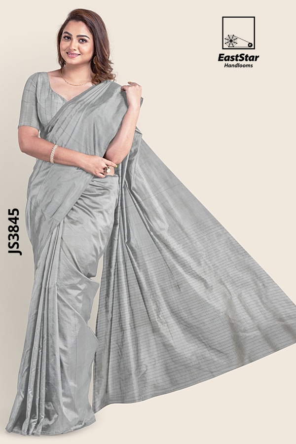 Light Grey Handloom Silk  Saree JS3845