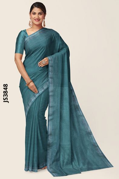 Teal Green Handloom silk Saree JS3848