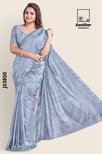 Lavender Tone Steel blue  Handloom silk Saree JS3850