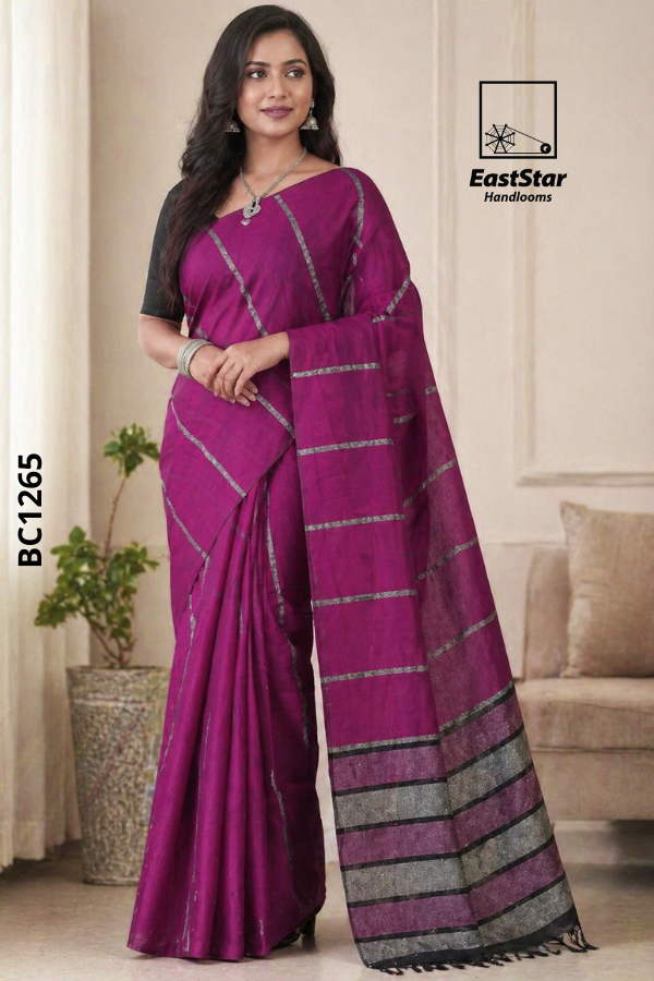 Deep Magenta Handloom Cotton Saree BC1265