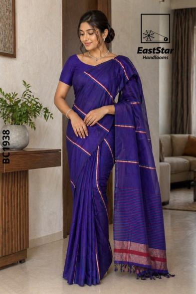 Purple Handloom Cotton Saree BC1938
