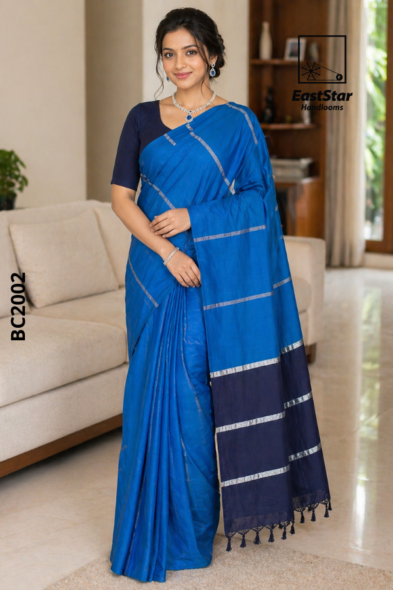 Blue Handloom Cotton Saree BC2002