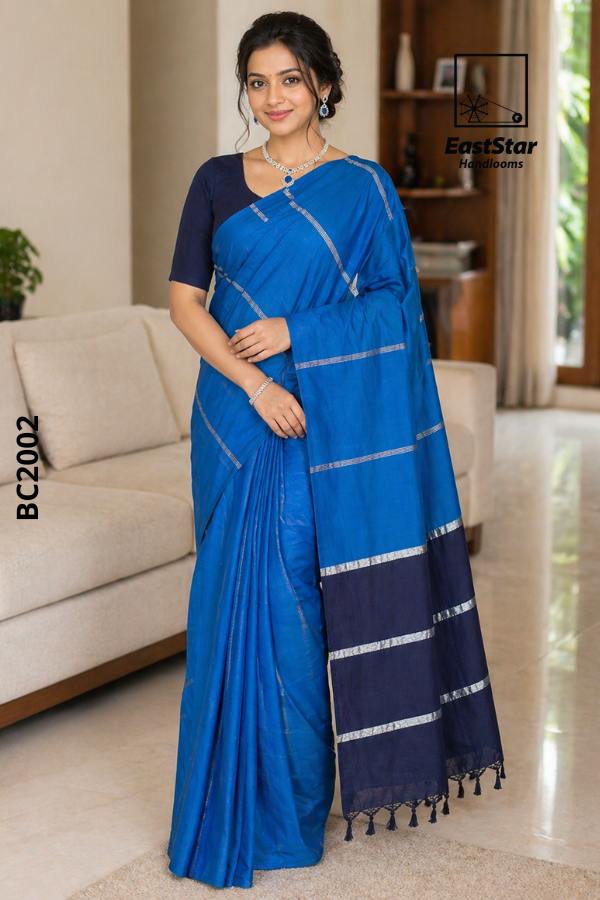 Blue Handloom Cotton Saree BC2002