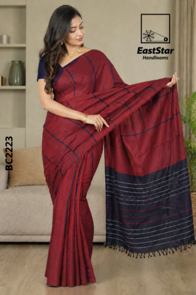 Red Handloom Cotton Saree BC2223