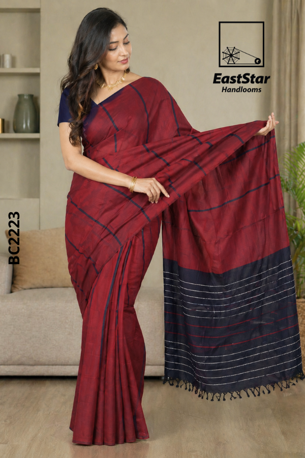 Red Handloom Cotton Saree BC2223
