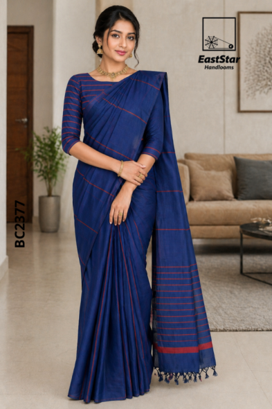 Royal Blue Handloom Cotton Saree BC2377