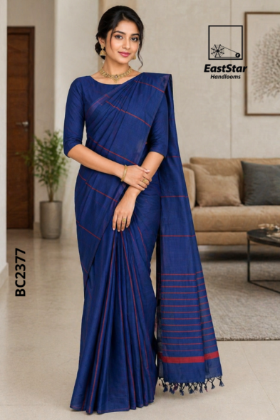Royal Blue Handloom Cotton Saree BC2377