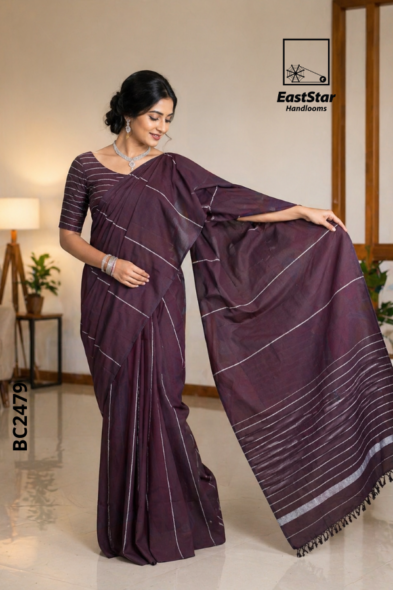 deep maroon Handloom Cotton Saree BC2479