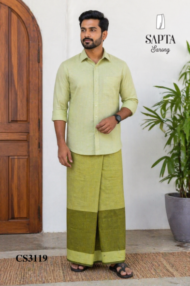 Light Green Tone  Handloom SAPTA Sarong CS3119
