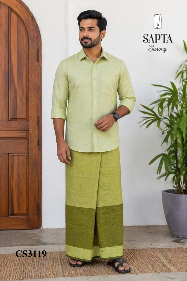 Light Green Tone  Handloom SAPTA Sarong CS3119