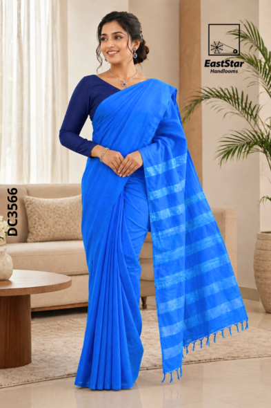 Blue Handloom Cotton Saree DC3566