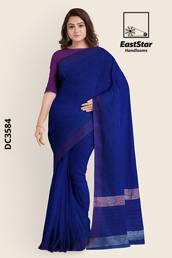 Deep Blue Handloom Cotton saree DC3584