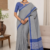 Soft Ash Grey Handloom Cotton  Saree DC3591