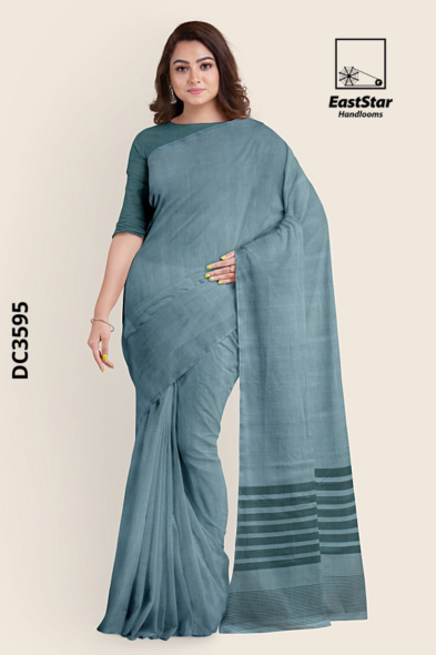 Dusty Teal Handloom Cotton Saree DC3595