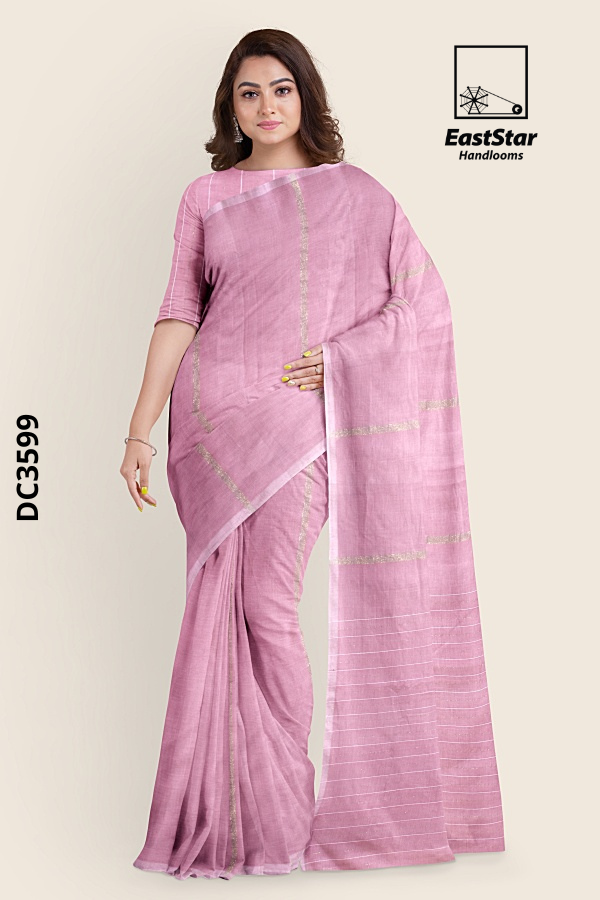 Dusty Pink Handloom Cotton Saree DC3599