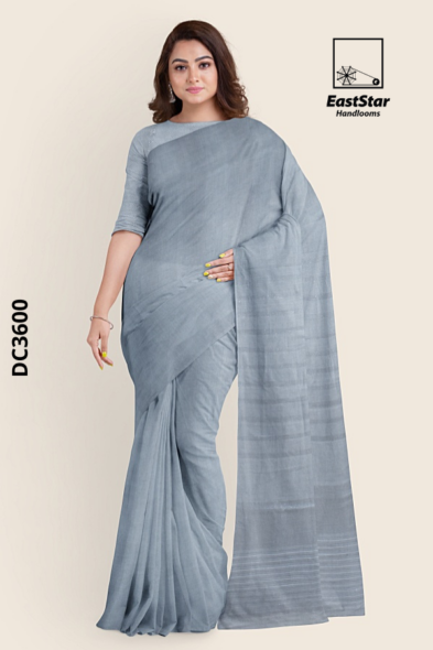 Smoky Grey Tone Handloom Cotton Saree DC3600
