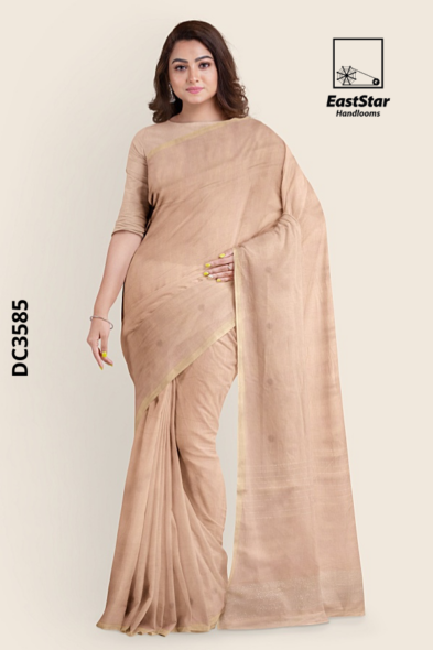 Beige  Handloom Cotton Saree DC3585