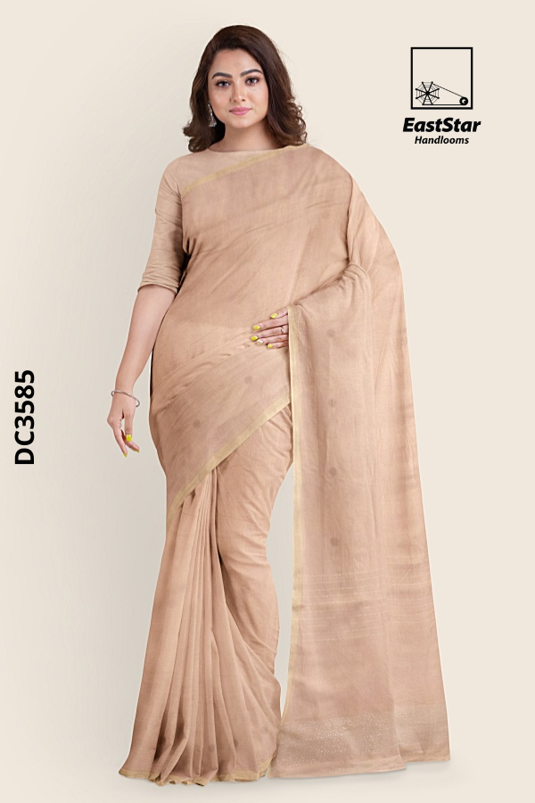Beige  Handloom Cotton Saree DC3585