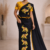 Black  handloom Embroidery Rayon saree EMS2009