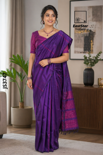 Purple  Handloom Silk Saree JS3747