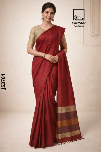 Maroon Handloom  Silk Saree JS3761