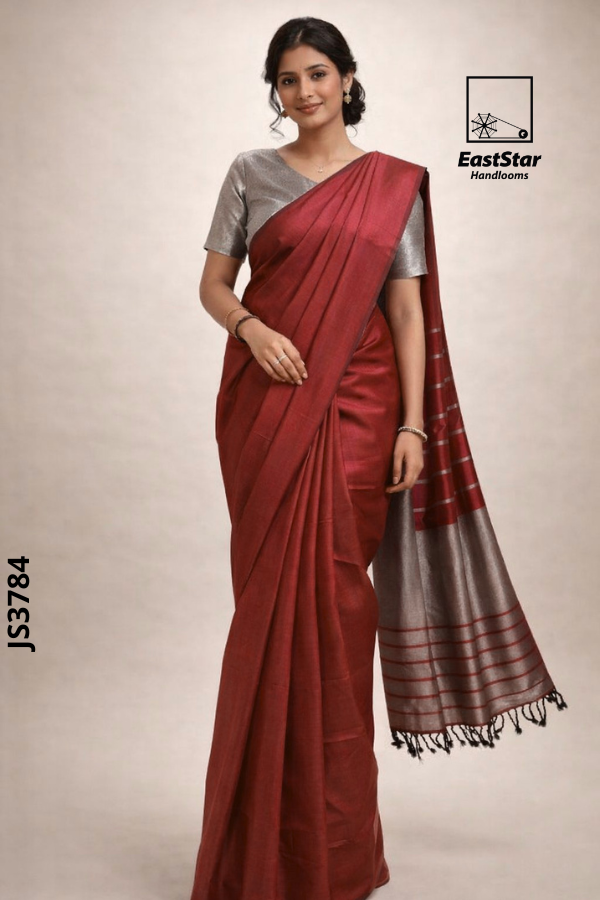 Red Handloom Silk Saree JS3784