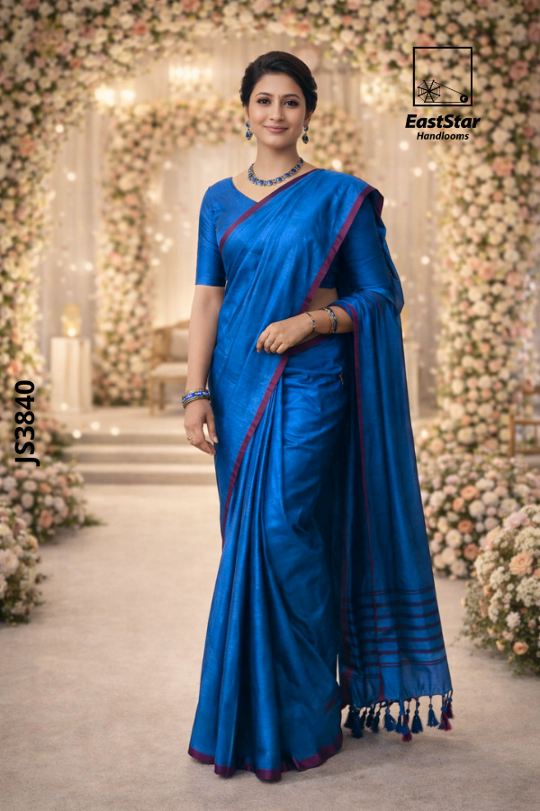Blue Handloom Silk Saree JS3840 Blue Handloom Silk Saree JS3840