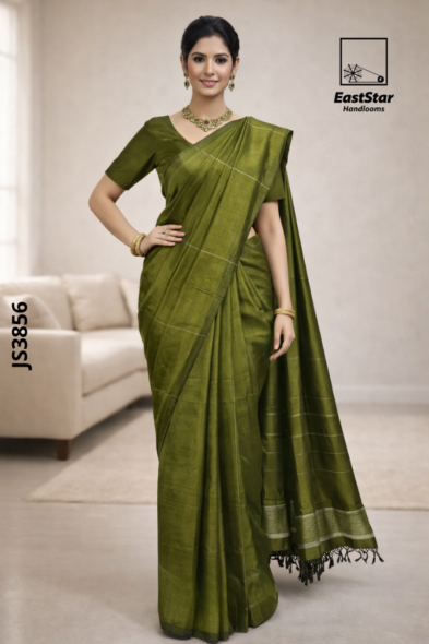 Green Handloom Silk Saree JS3856