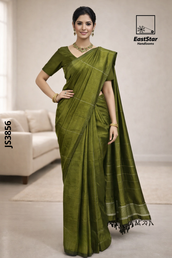Green Handloom Silk Saree JS3856