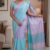 Aqua Blue And Pastel Lavender Handloom Silk Saree JS3864