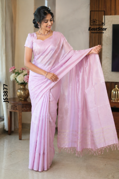 pastel pink Handloom Silk Saree JS3877
