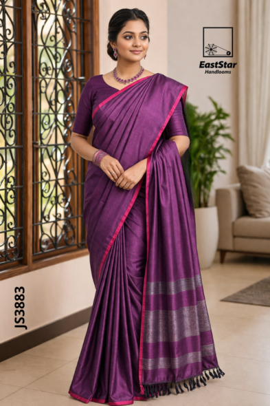 Pinkish Purple Handloom Silk Saree JS3883