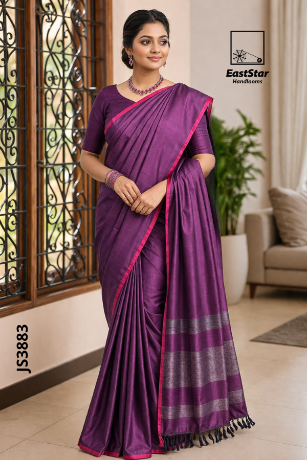 Pinkish Purple Handloom Silk Saree JS3883