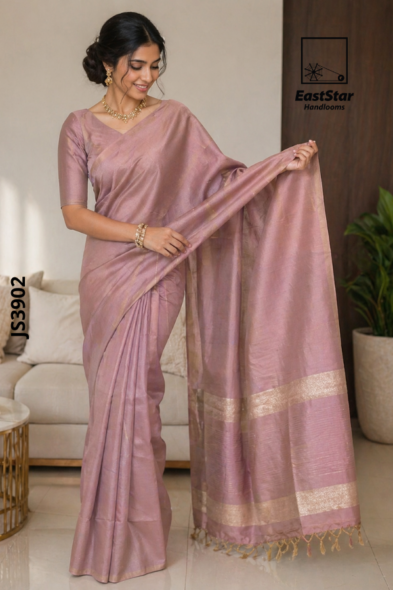 Dusty Rose Handloom Silk Saree JS3902