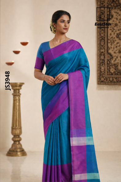 Two tone Handloom Silk Saree JS3948