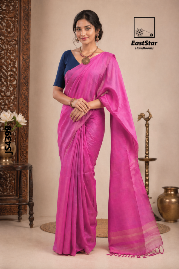 Pink  Handloom Silk Saree JS4399