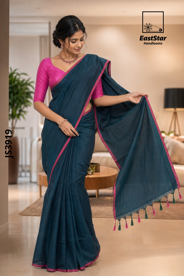 Deep Green Handloom Silk Saree JS3919