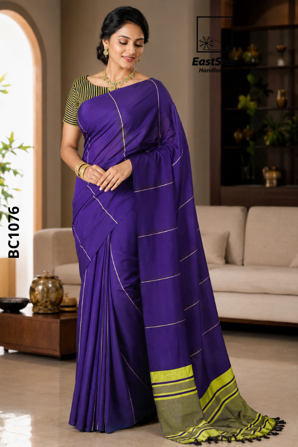 Purple Handloom Cotton Saree BC1076