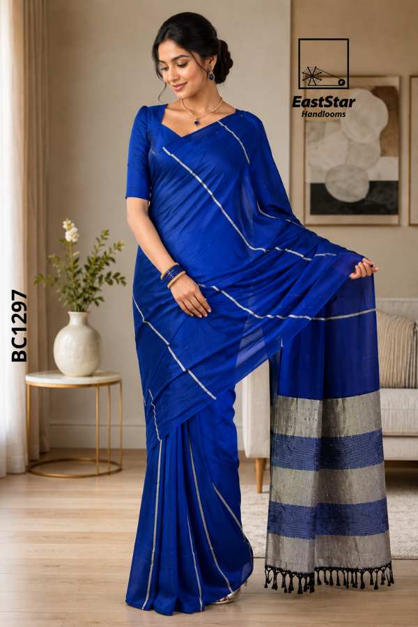 Blue Handloom Cotton Saree BC1297
