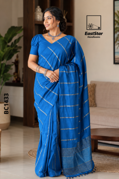 Blue Handloom Cotton Saree BC1433