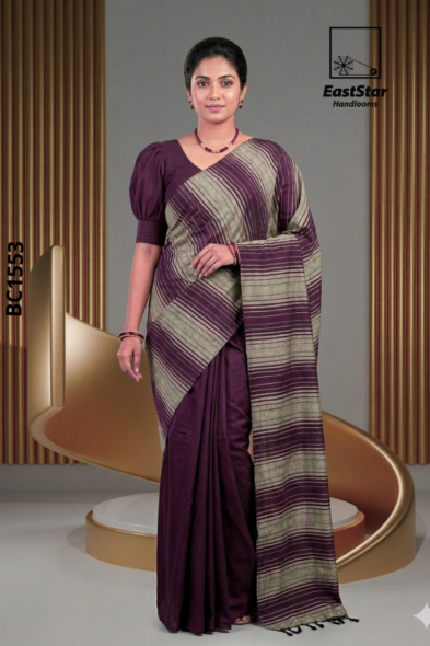 Deep Wine Handloom Cotton Saree BC1553